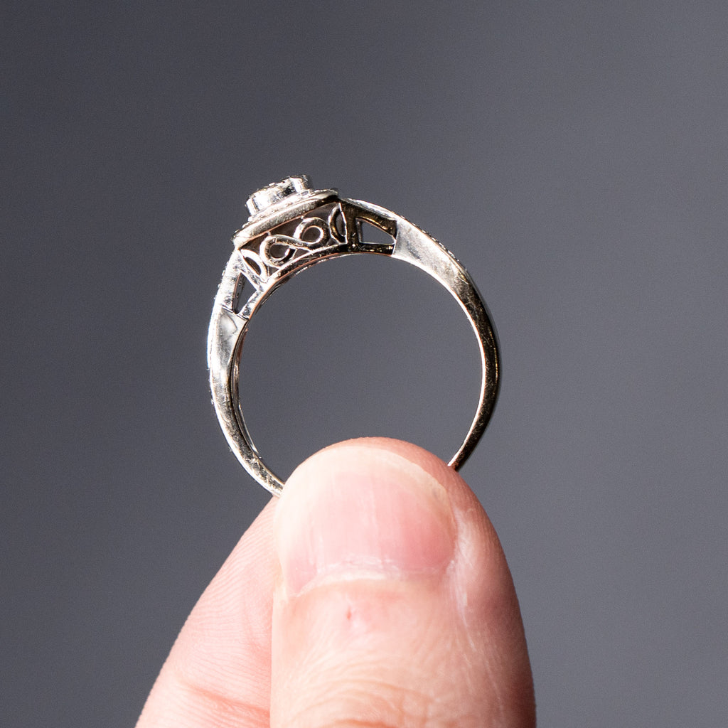 10k White Gold Diamond Pave Engagement Ring