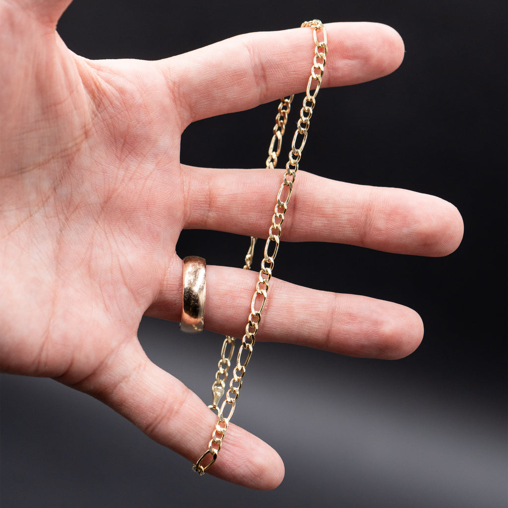 14k Yellow Gold Figaro Link Chain Bracelet