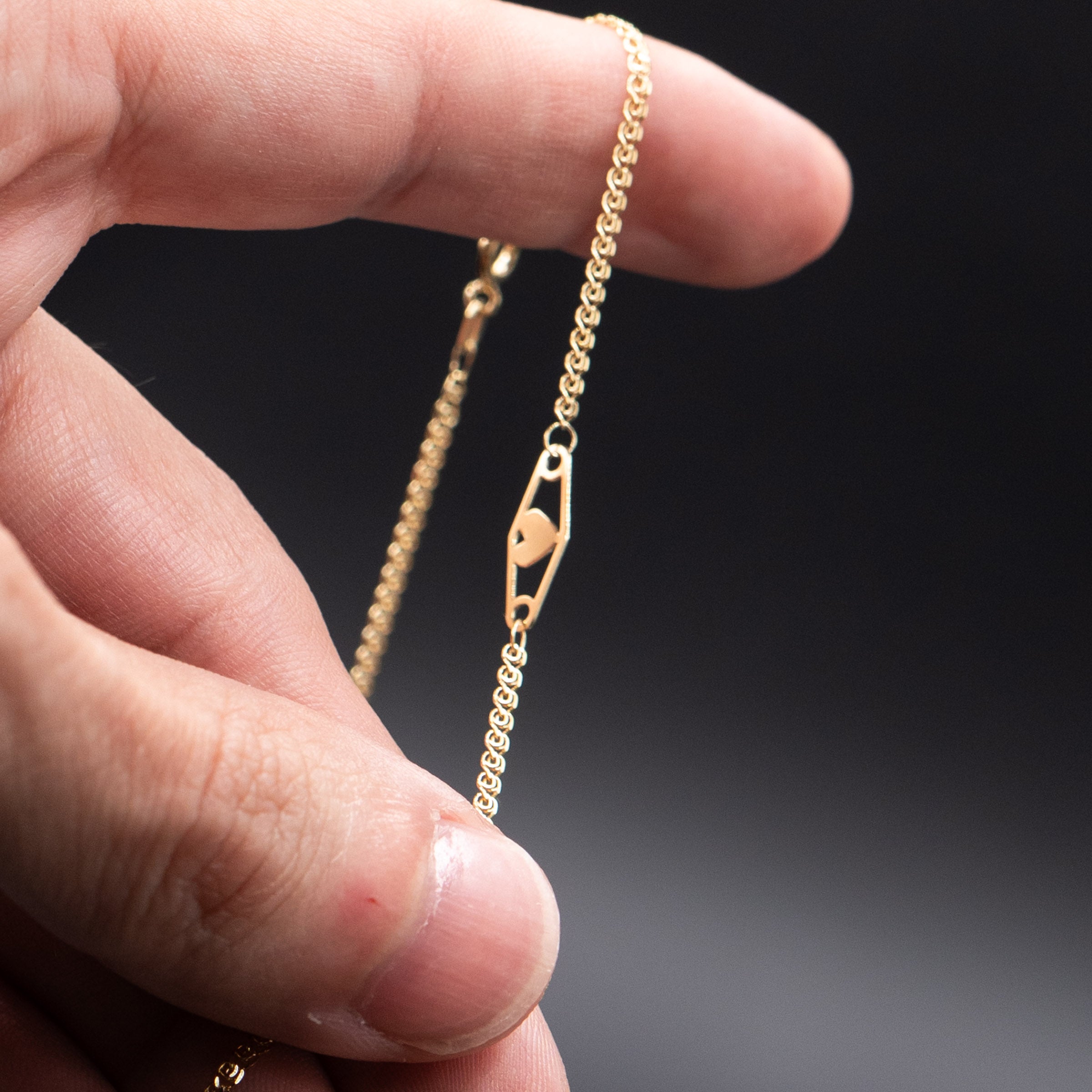 14k Yellow Gold Heart By The Yard Chain Bracelet