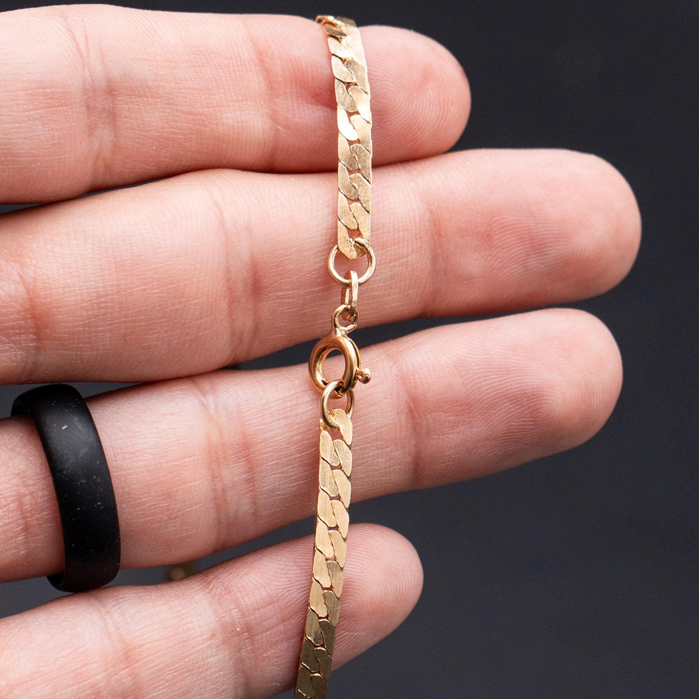 14k Yellow Gold Flat Curb Vintage Chain Necklace