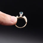 14k Yellow Gold Blue Round Gemstone Ring