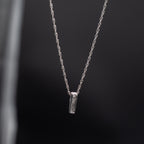 14k White Gold Princess & Baguette Cut Diamond Pendant Necklace