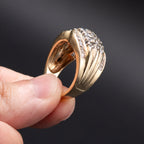 14k Yellow Gold Diamond Dome Ring