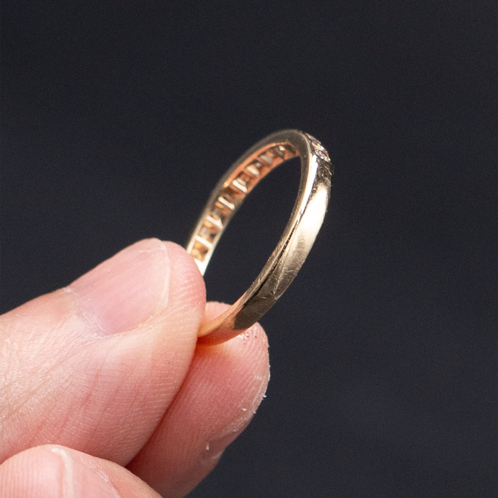 14k Yellow Gold Bezel Set Diamond Wedding Band