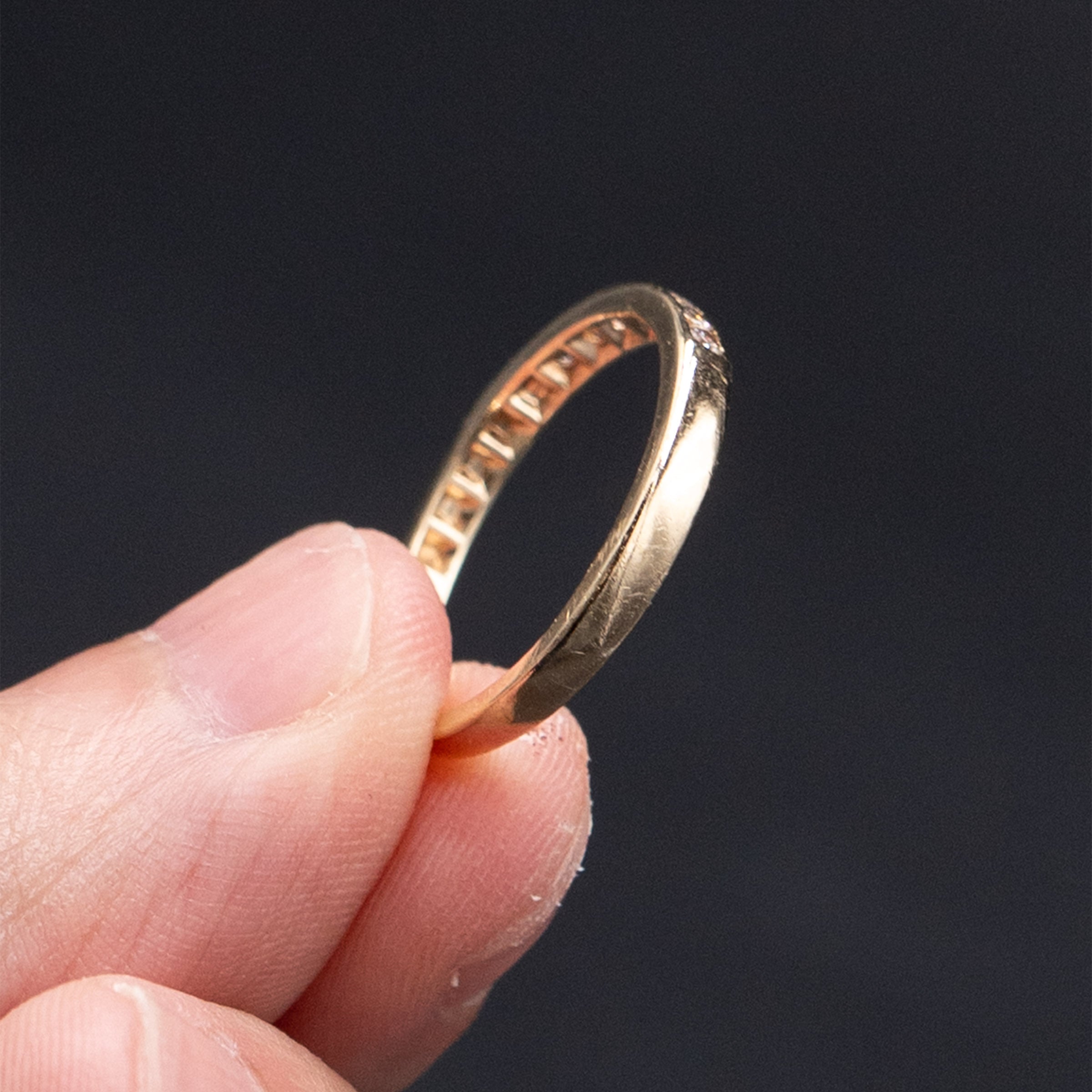 14k Yellow Gold Bezel Set Diamond Wedding Band