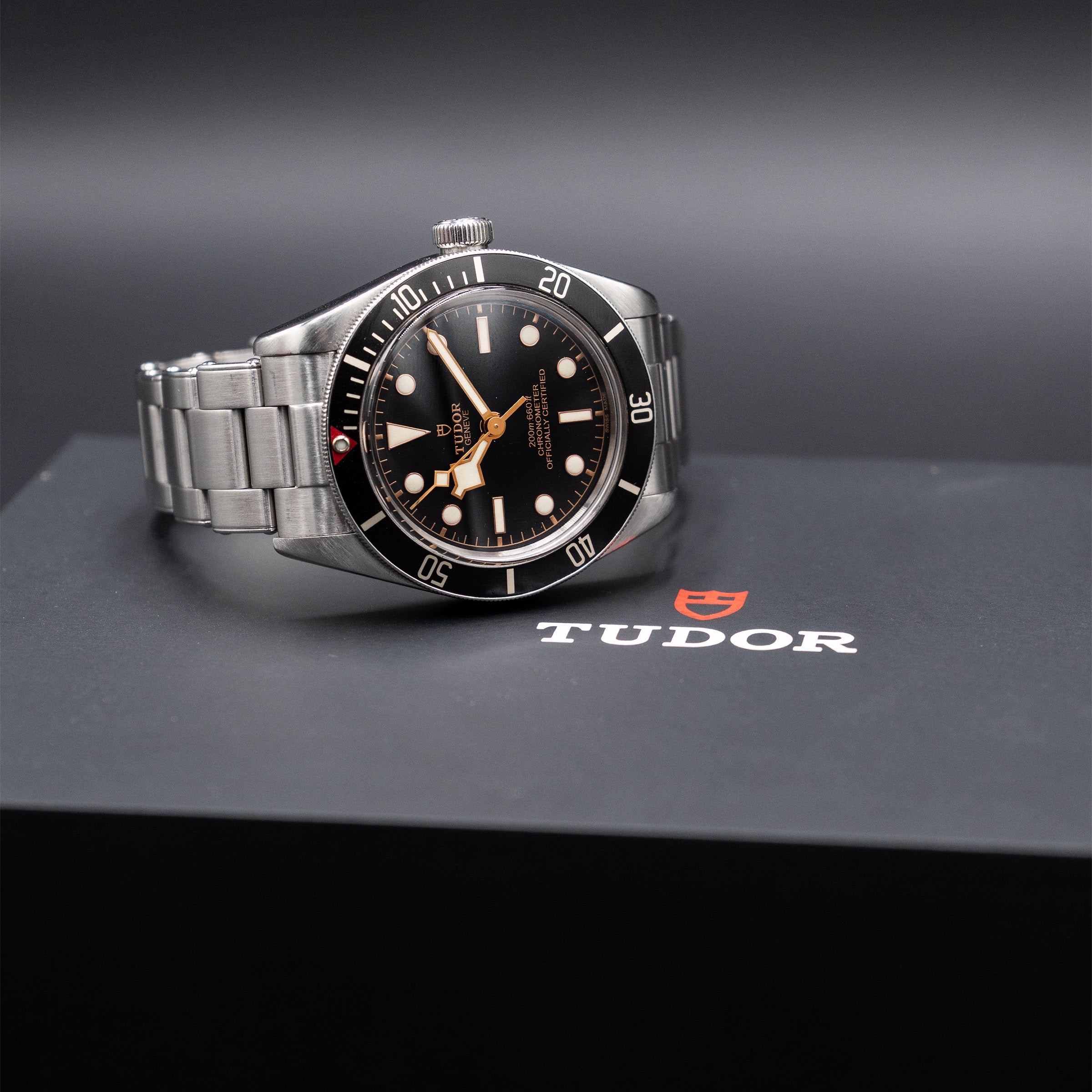 Tudor Black Bay Black Dial Stainless Steel Watch With Box And Papers