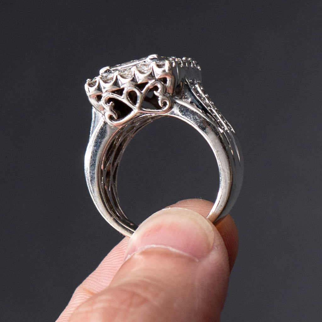 14k White Gold Invisible Set Diamond Pave Ring