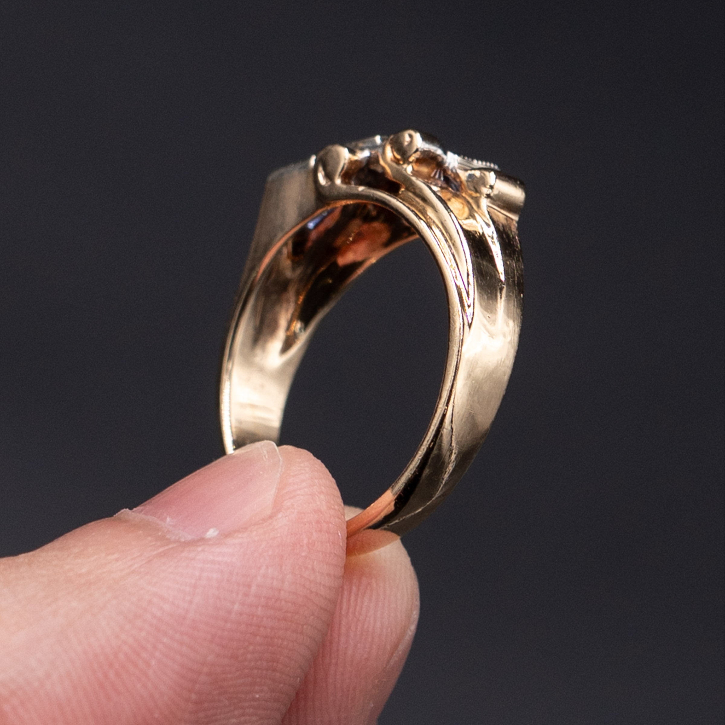 14k Yellow Gold Diamond & Sapphire Vintage Ring