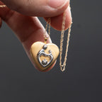 14k Yellow Gold Heart Shape Lock Pendant Necklace