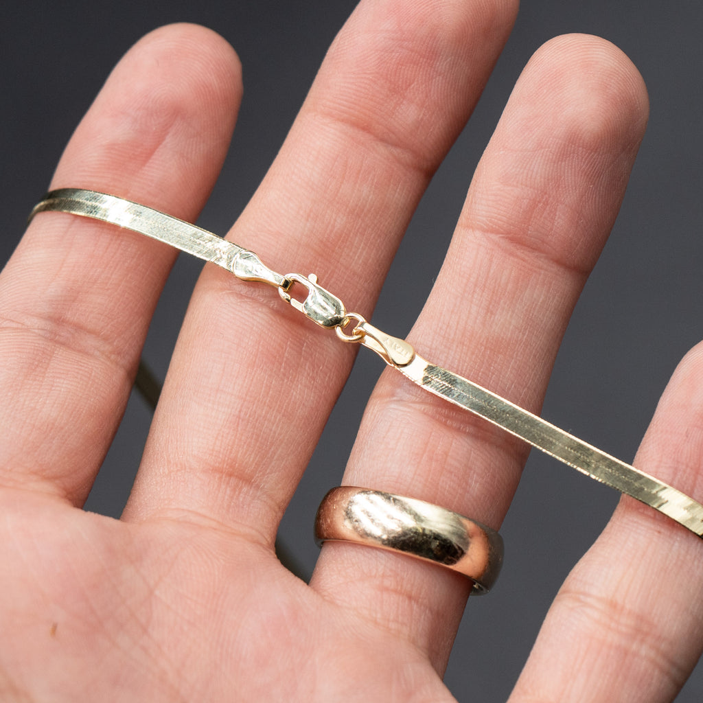 14k Yellow Gold Herringbone Ladies Necklace