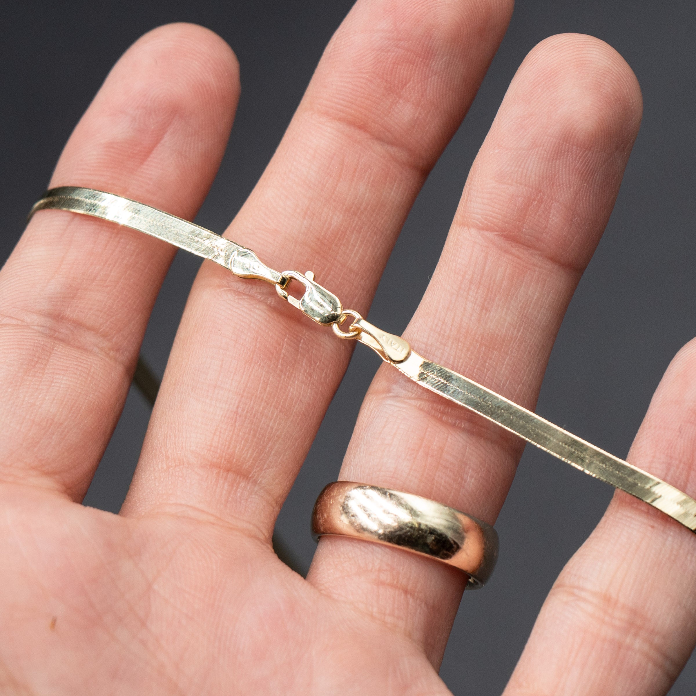 14k Yellow Gold Herringbone Ladies Necklace
