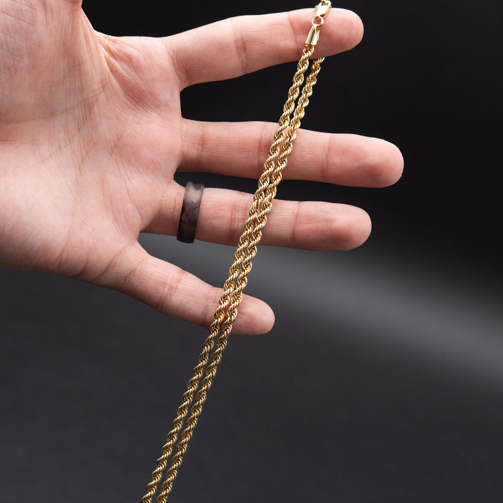 14k Yellow Gold Light Rope Chain Necklace