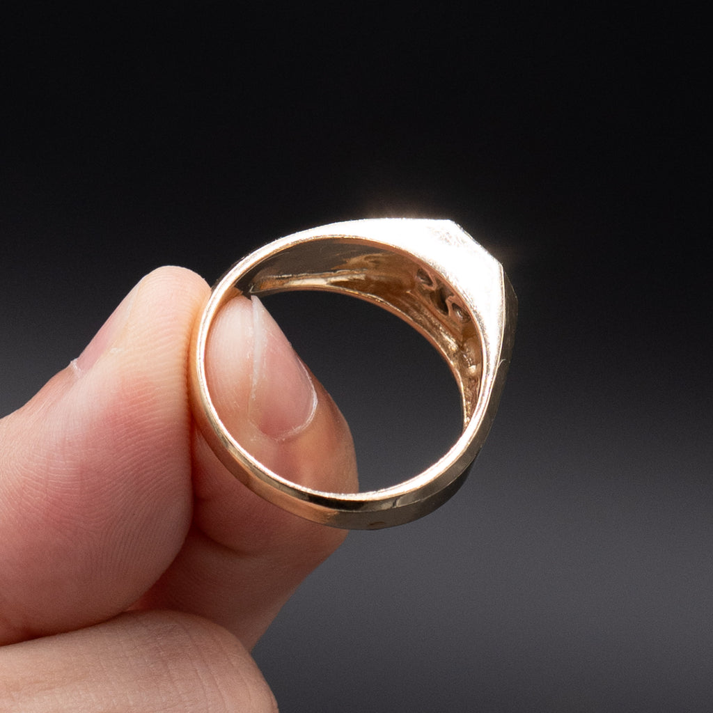14k Yellow Gold Round Gemstone Wide Mens Band