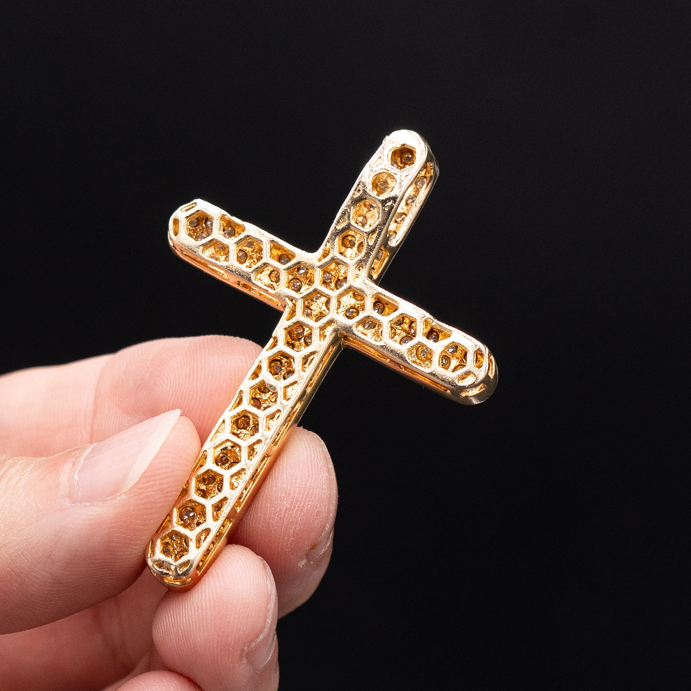 10k Yellow Gold Diamond Pave Cross Pendant