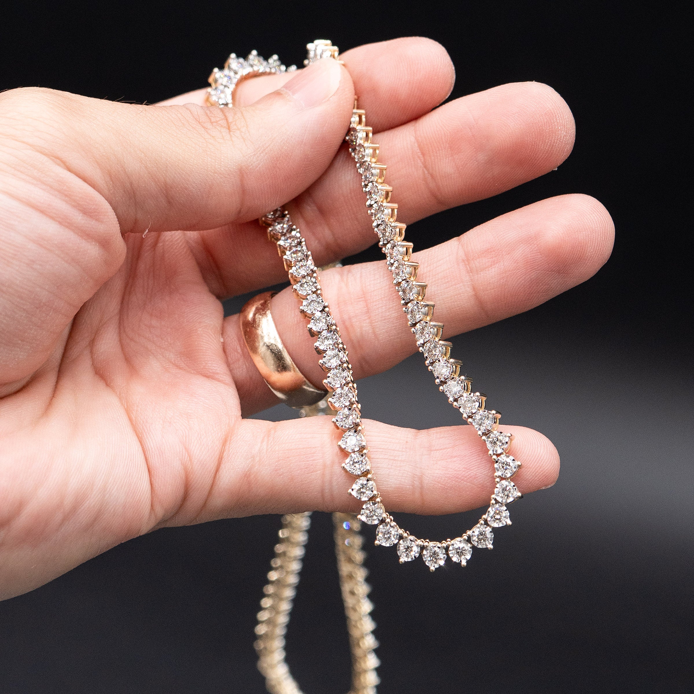 10k Yellow Gold Diamond Tennis 20 inch Necklace