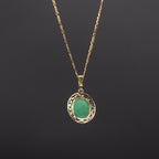 14k Yellow Gold Oval Jade Pendant Necklace