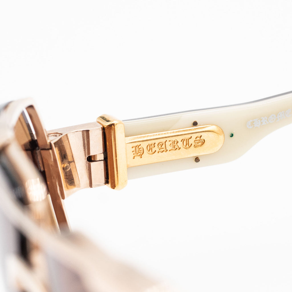 Chrome Hearts White & Gold Tone Sunglasses