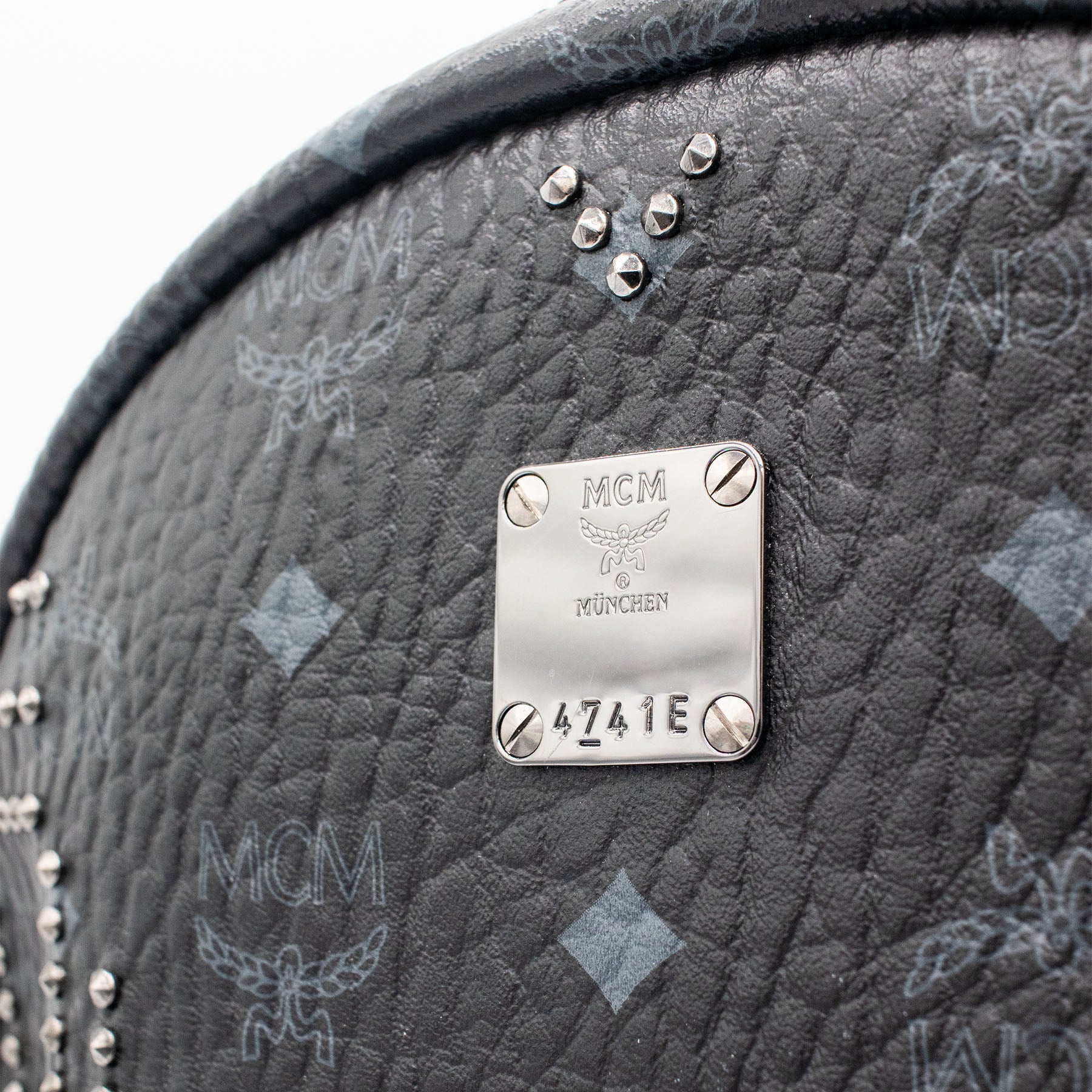 MCM Munchen Stark Studded Black Backpack