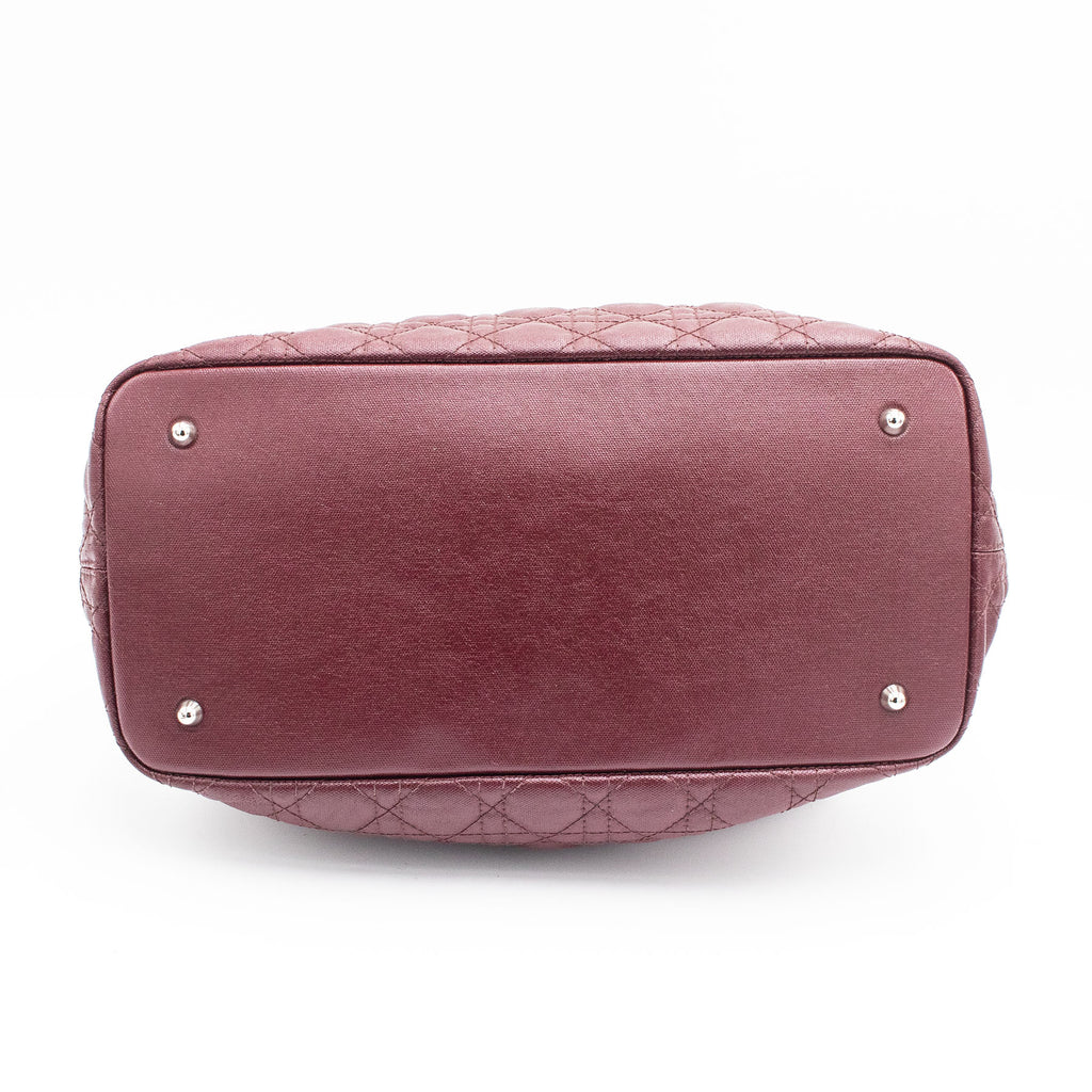 Dior Red Coated Canvas Leather Shopper Tote Bag