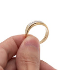 14k Yellow Gold Round Diamond Wide Mens Ring