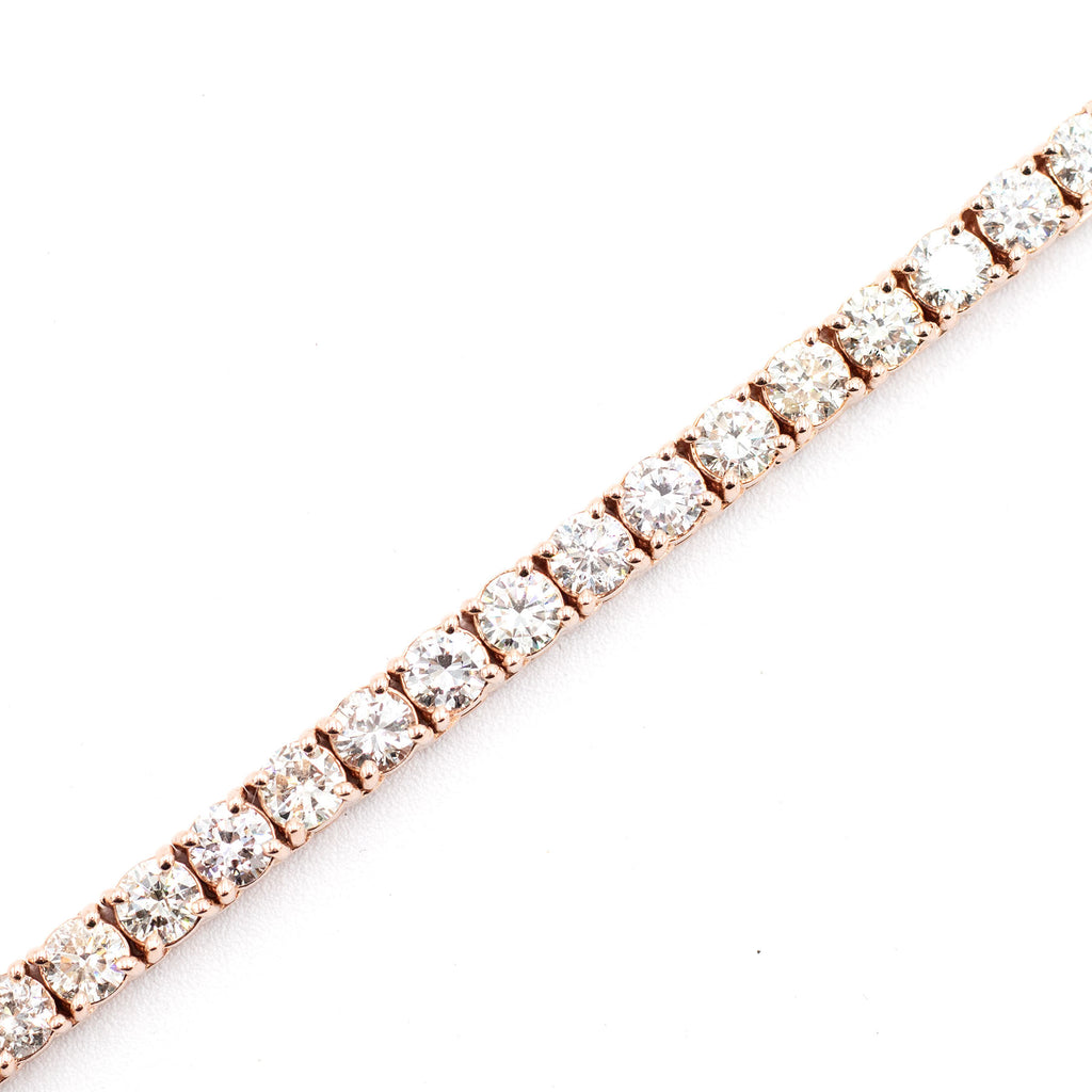14k Rose Gold 20ctw Round Cut Diamond Tennis Necklace