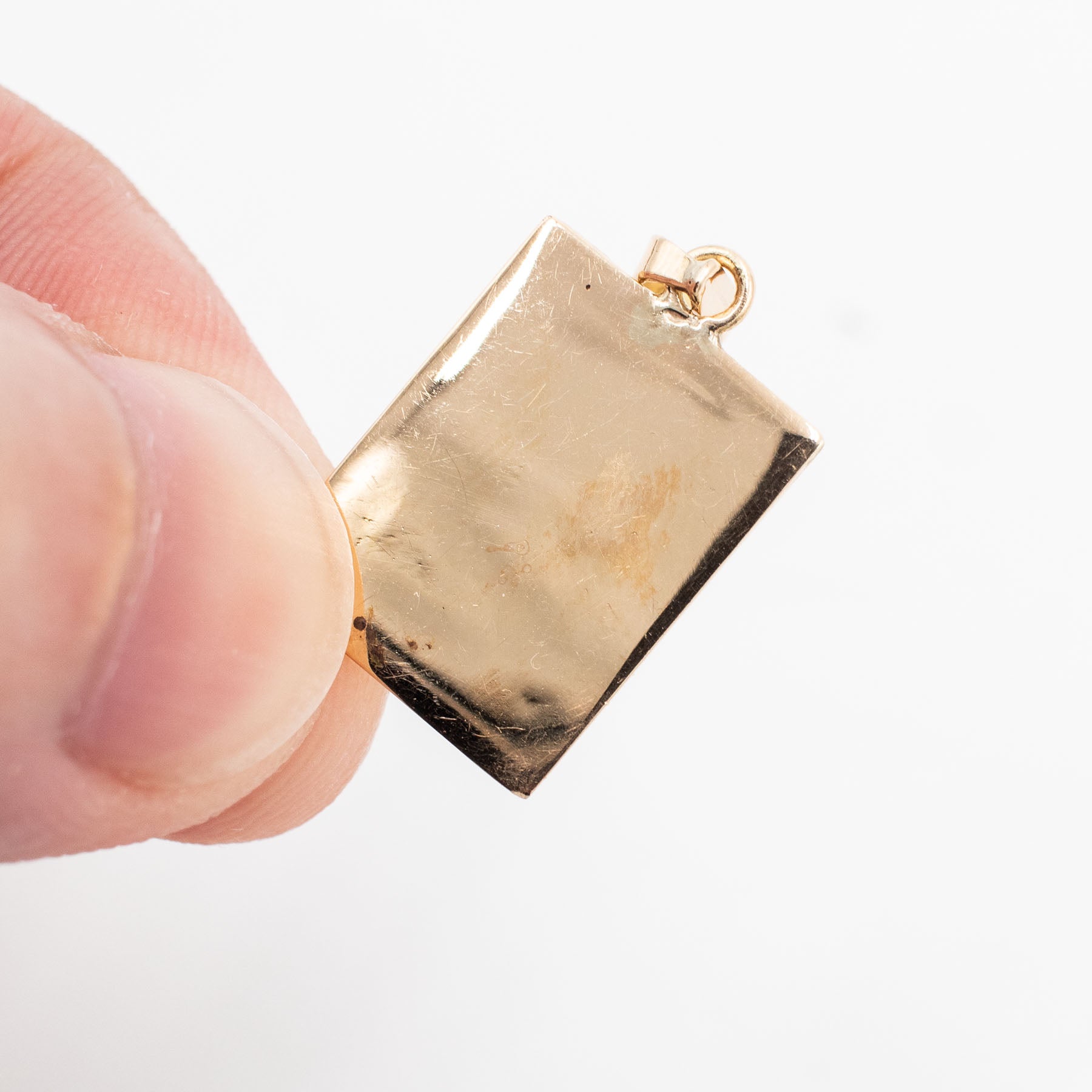 18k Yellow Gold Rectangle "B" Initial Pendant