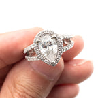 14k White Gold Pear Shape Diamond Setting Ring