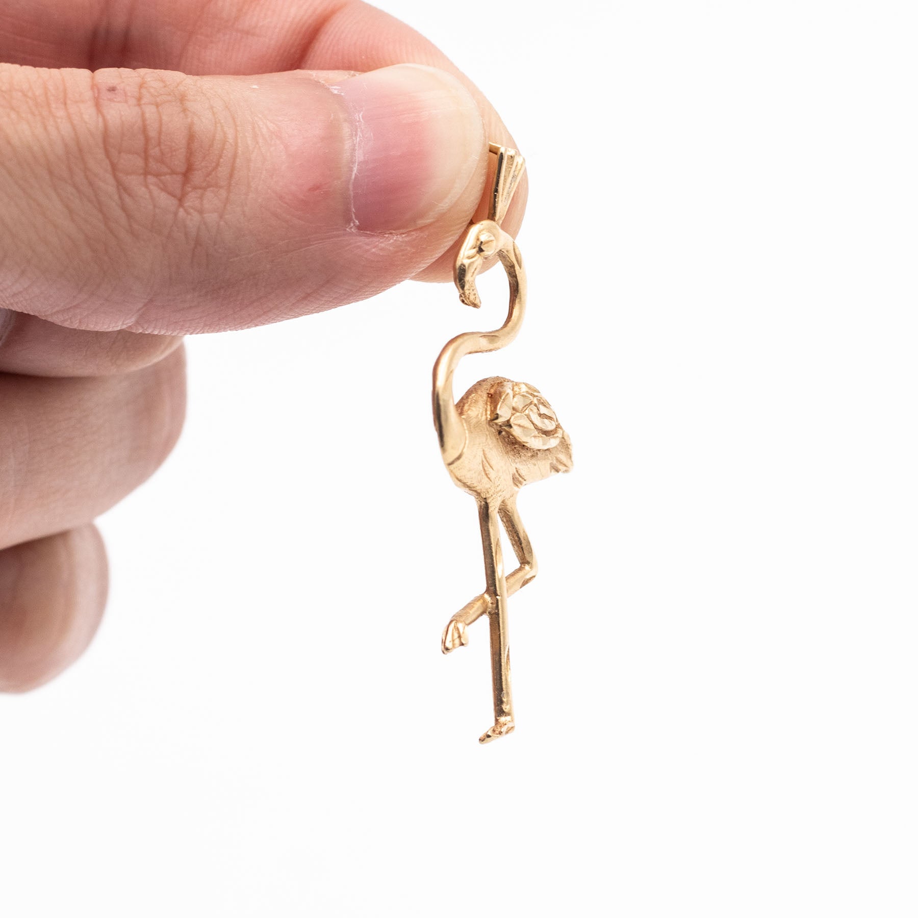 14k Yellow Gold Flamingo Pendant