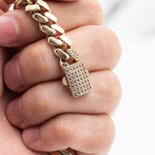 10k Yellow Gold 8mm Cuban Link Chain Bracelet