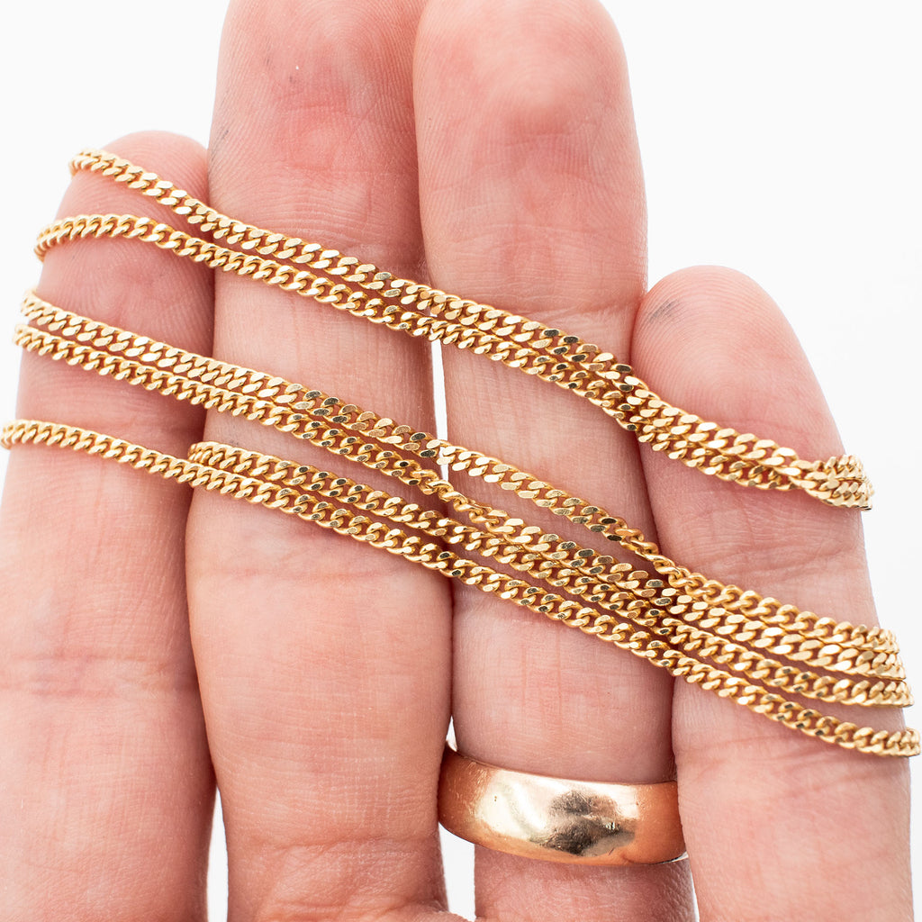 14k Yellow Gold 23 inch Curbed Thin Chain Necklace