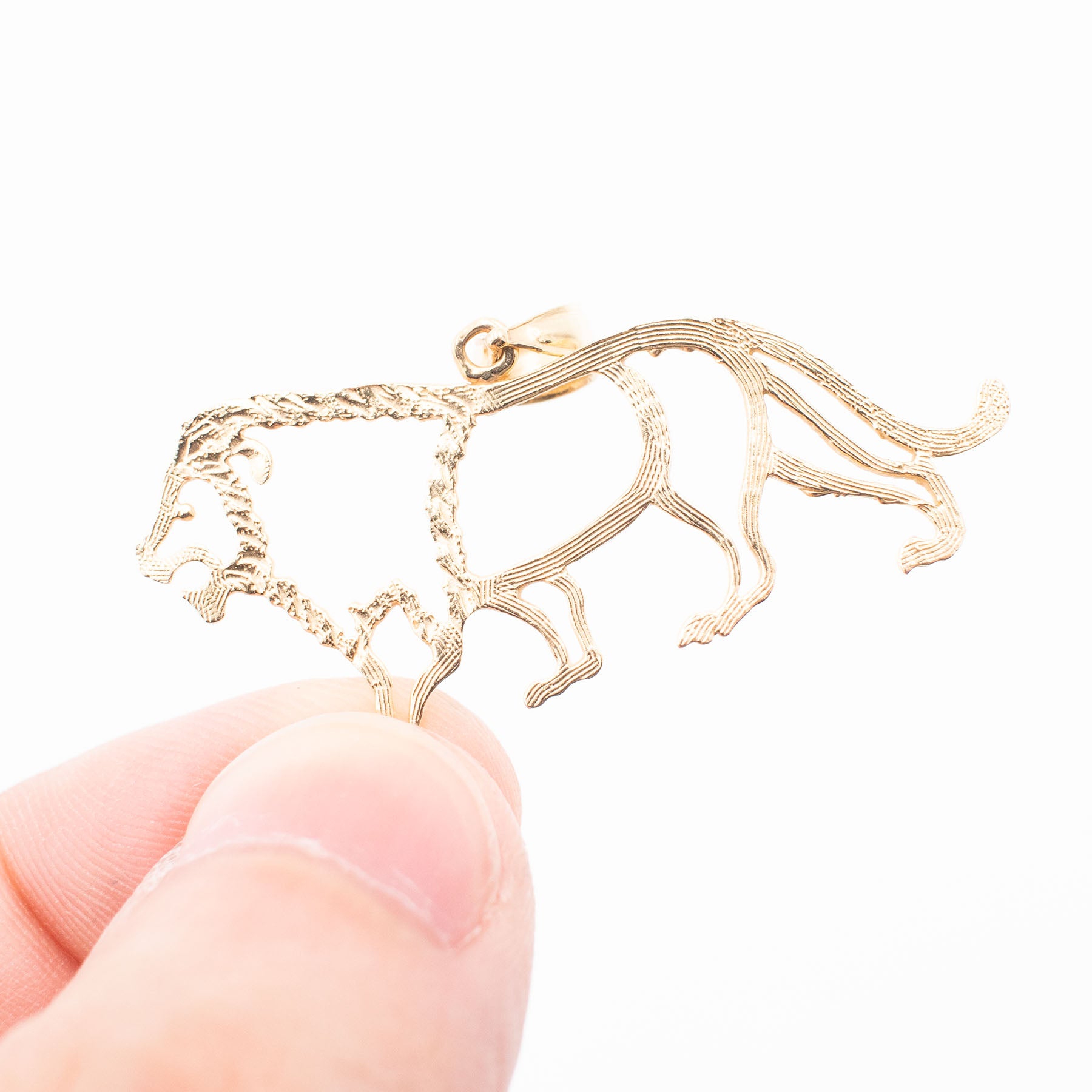 14k Yellow Gold Open Work Lion Pendant