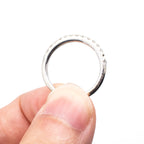 14k White Gold Round Diamond Halfway Wedding Band (1 stone missing)