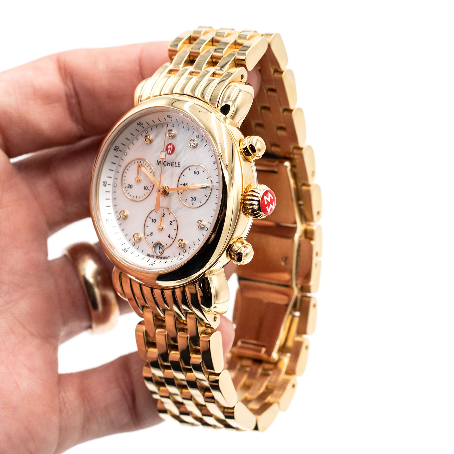 Michele CSX Yellow Tone Stainless Steel Quartz Ladies Watch