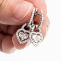 14k White Gold Diamond Halo Dangle Heart Earrings