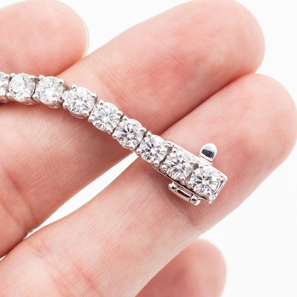 14k White Gold 9.20ctw Round cut Diamond Tennis Bracelet