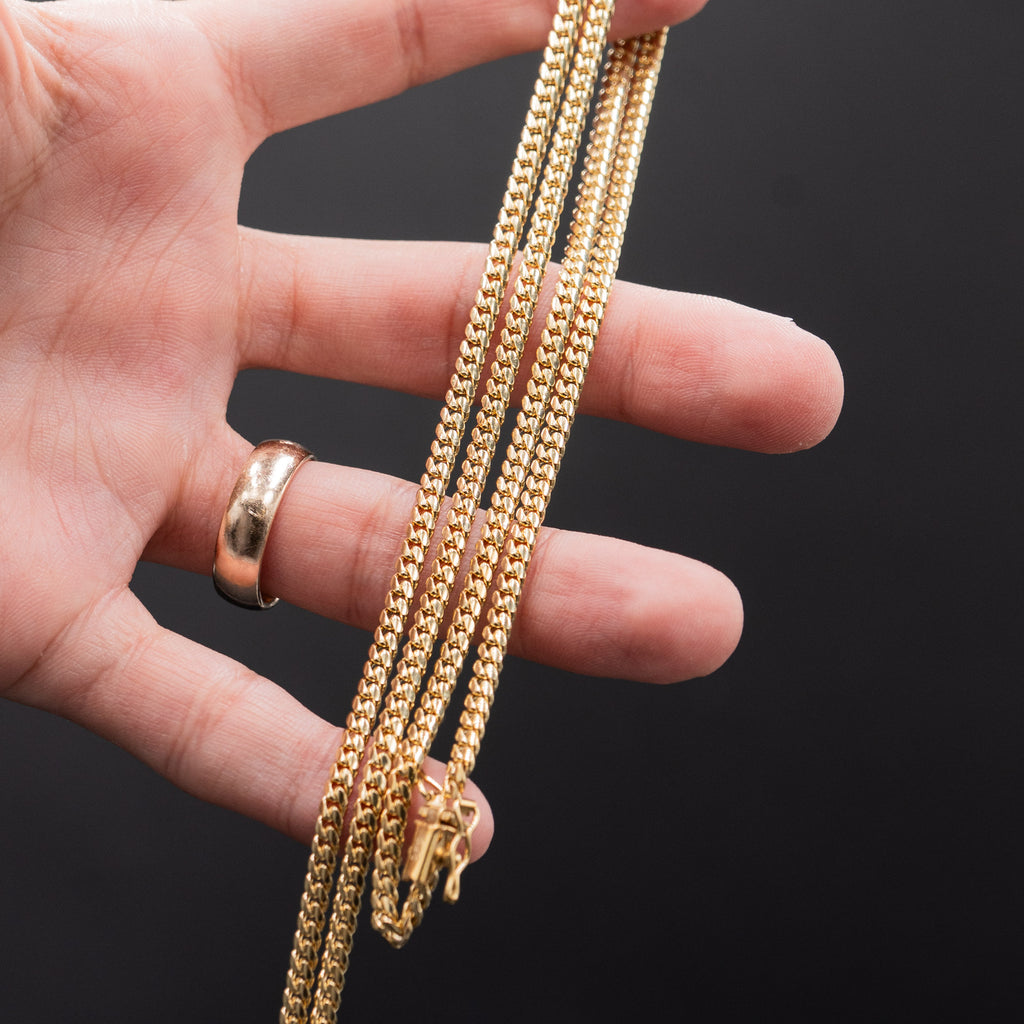 10k Yellow Gold 3mm Small Cuban Chain Necklace