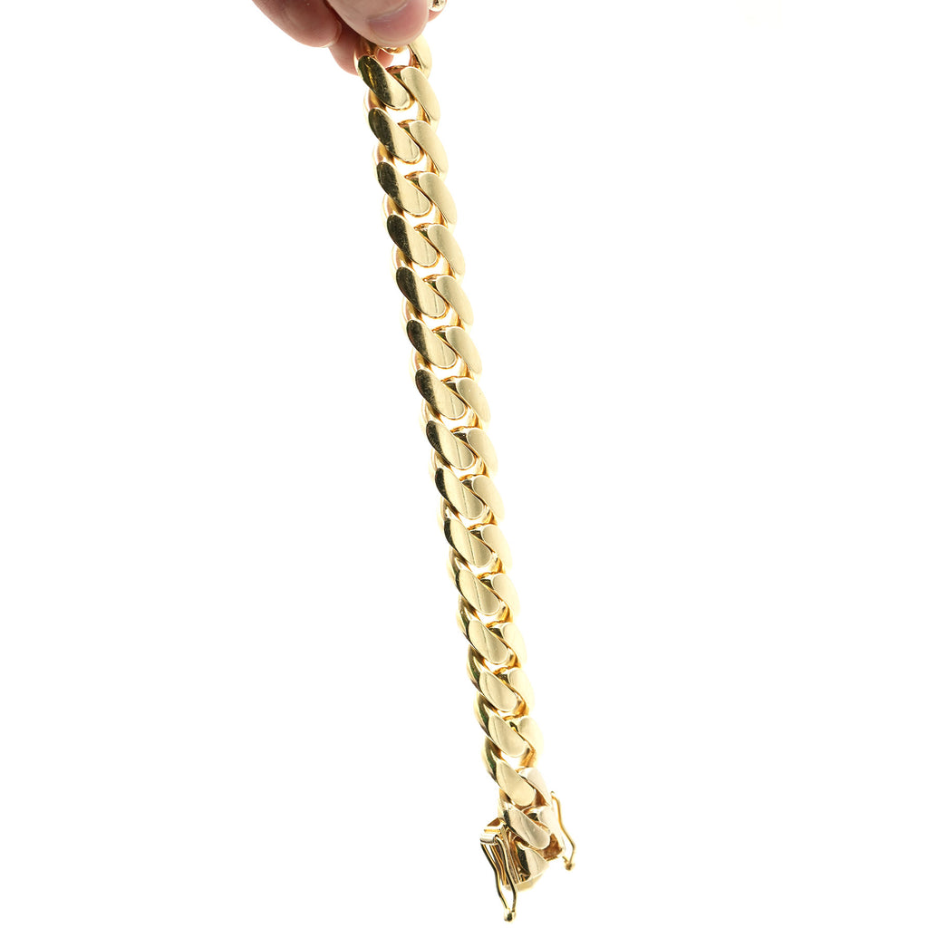 10k Yellow Gold Cuban Link Chain 9 inch Bracelet