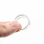 10k White Gold Round Cut Diamond Wide Cross Ring