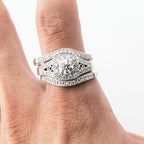 14k White Gold Round Diamond Three Piece Engagement Ring