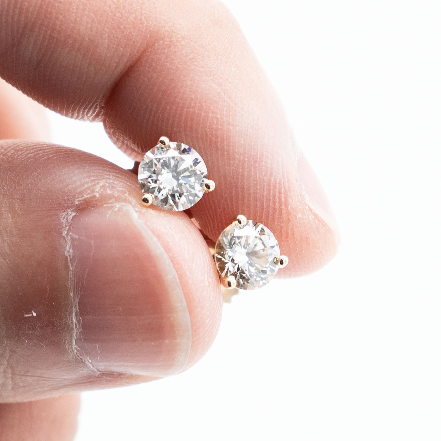 14k Yellow Gold Lab Grown Round Cut Diamond Stud Earrings