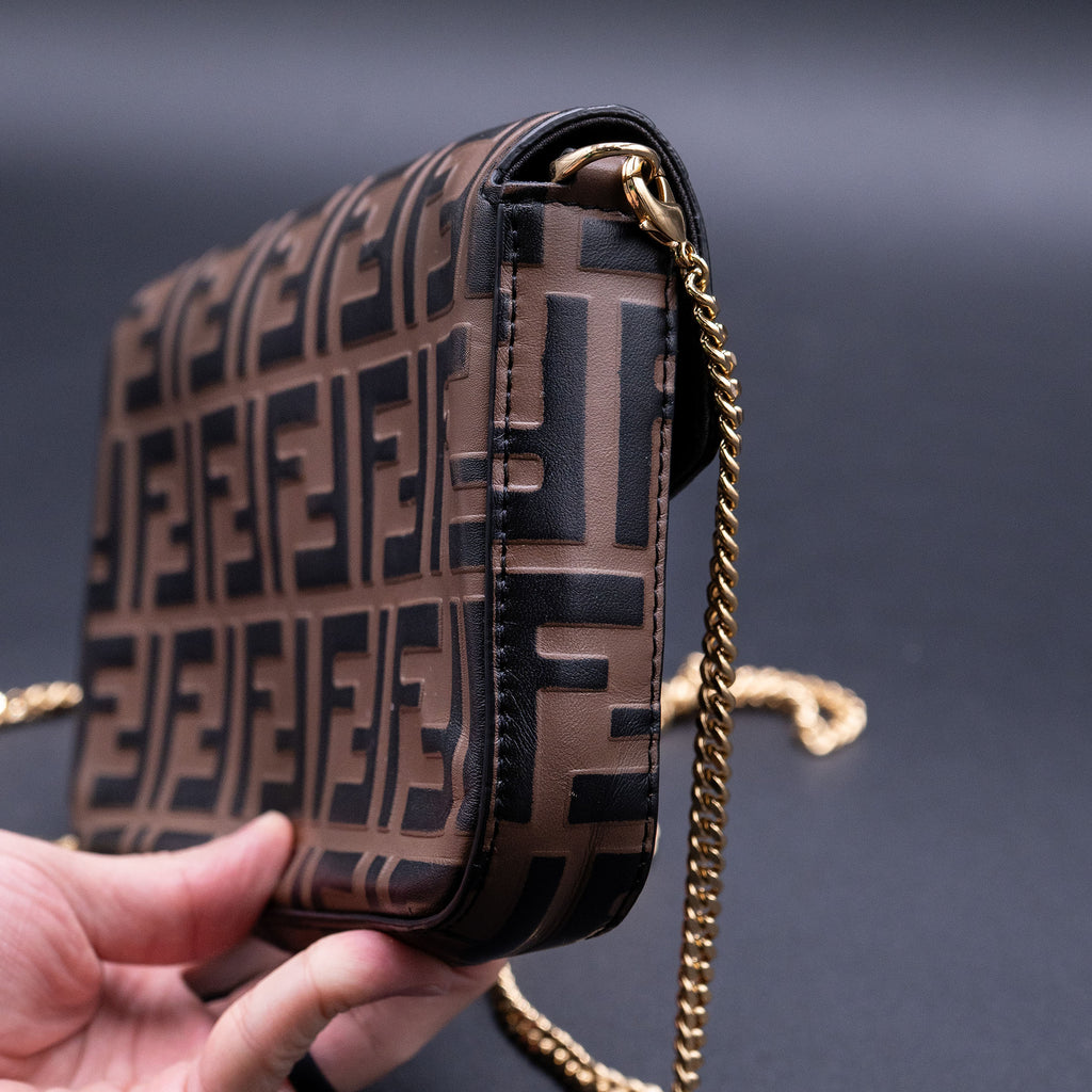 Fendi F is Fendi Brown Zucca Embossed Leather Envelope Wallet