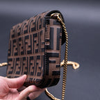 Fendi F is Fendi Brown Zucca Embossed Leather Envelope Wallet