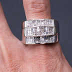 14k White Gold Baguette Diamond Pave Mens Ring