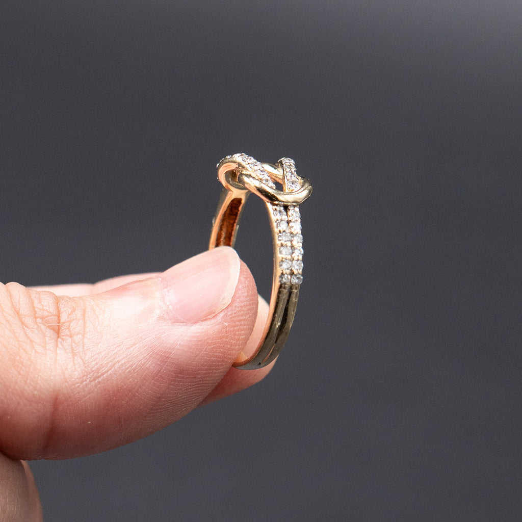 10k Yellow Gold Over Loop Diamond Pave Band