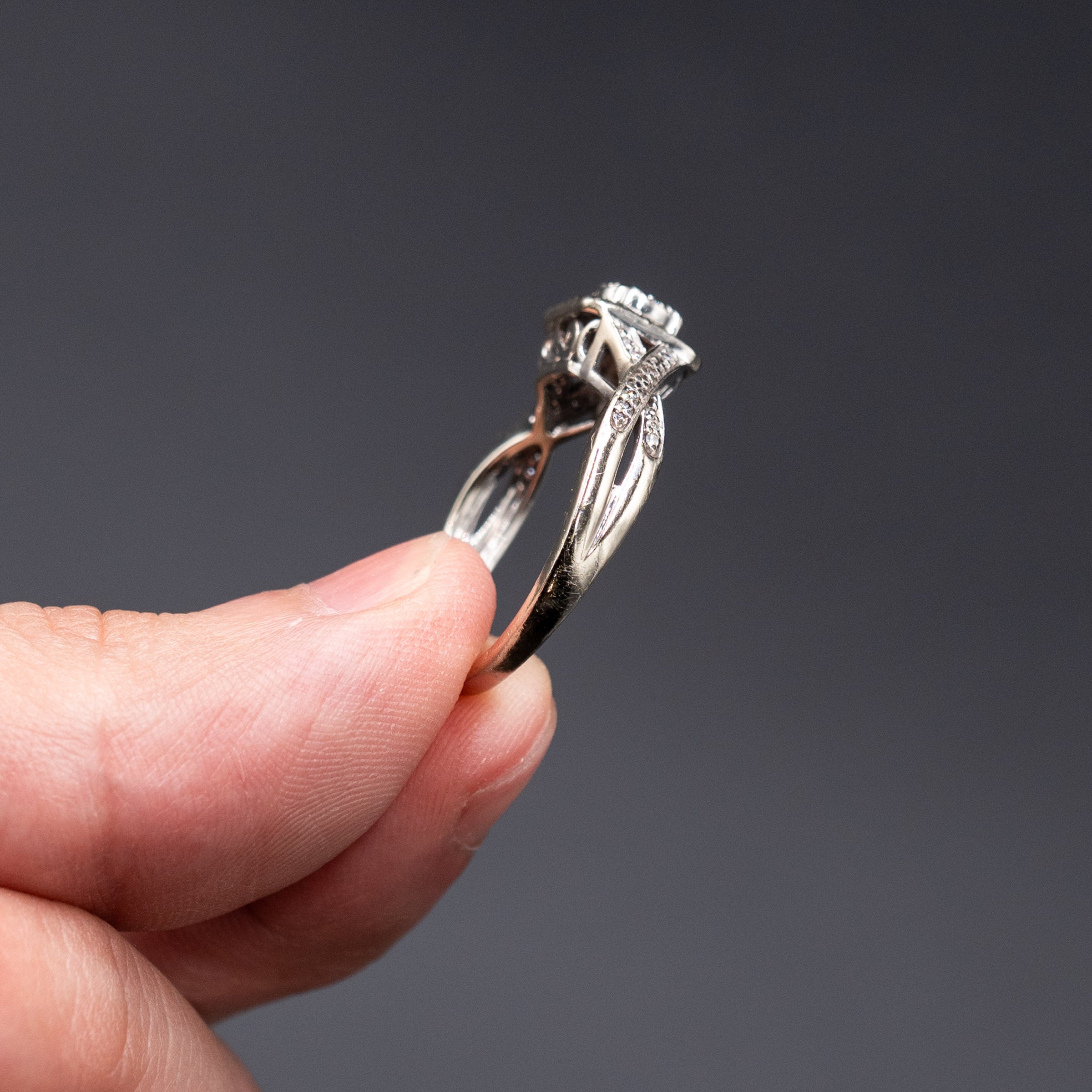 10k White Gold Diamond Pave Engagement Ring