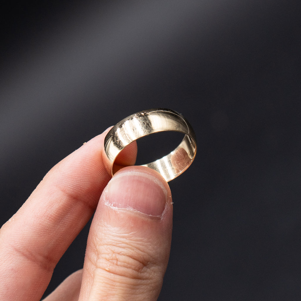 14k Yellow Gold Wide Smooth Wedding Band For Men