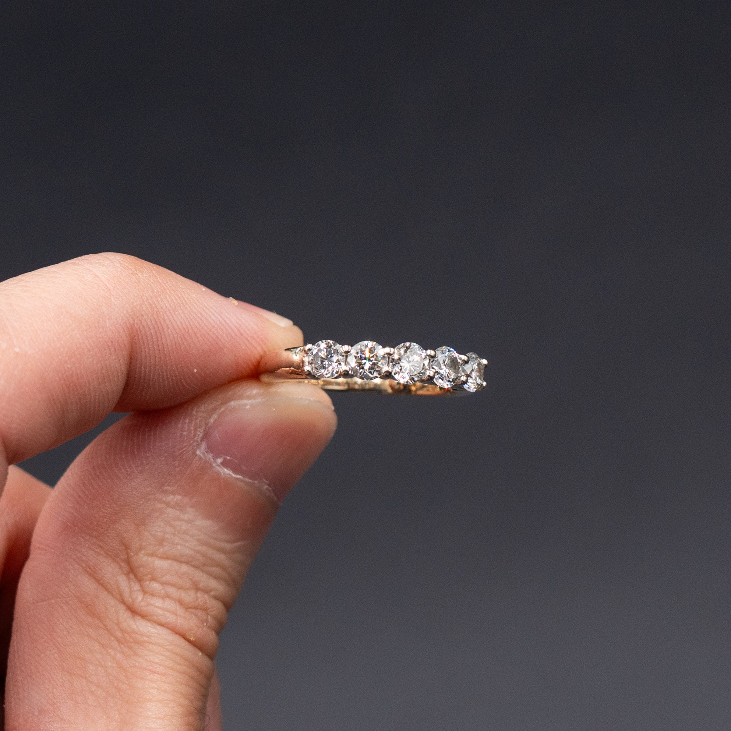 14k Yellow Gold Round Cut Diamond Wedding Band