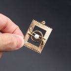 14k Yellow Gold Vintage Gold Pearl Square Pendant