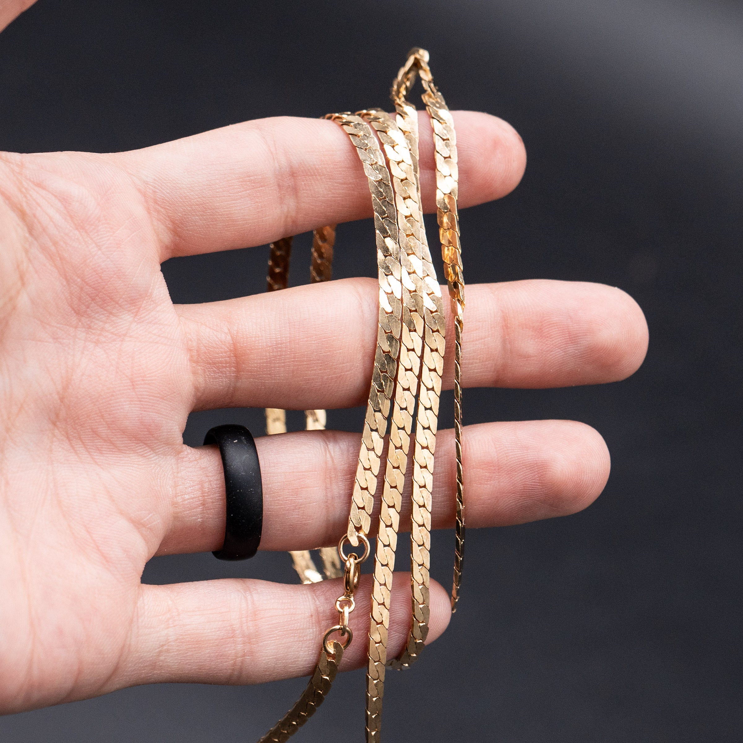 14k Yellow Gold Flat Curb Vintage Chain Necklace