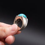 14k White Gold Turquoise Cabochon Diamond Ring